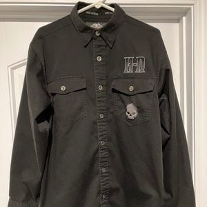 Harley Davidson Black men's button down shirt Medium.  Possibly Unisex